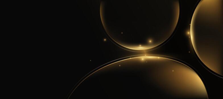 lujo oro negro curva y circulo fondo, resumen elegante antecedentes para marca presentación vector