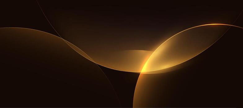 lujo oro curva en marrón negro fondo, resumen elegante antecedentes para marca presentación vector