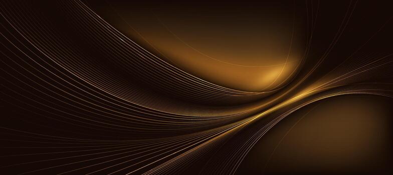 lujo oro curva en marrón y negro fondo, resumen elegante antecedentes para marca presentación vector