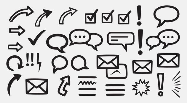 Collection of Communication and Notification Icons for Digital Messaging vector