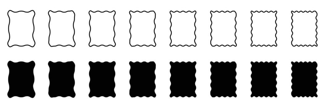 ondulado borde formas marco caja en negro. ondulado borde rectangular marco caja. vector