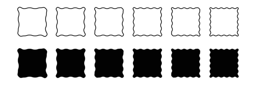 ondulado borde formas línea y sólido marco caja en negro. ondulado borde rectangular marco caja. vector