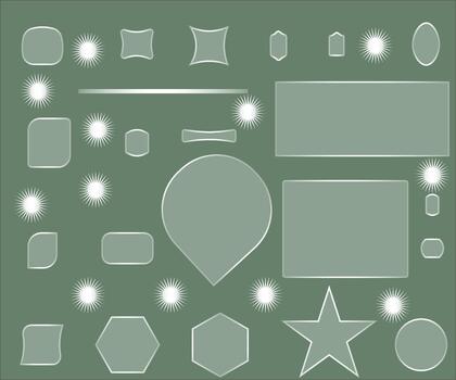 ligero marco líquido vaso tecnología antecedentes. conjunto de brillante verde vaso rectangular, cuadrado y redondo marcos en un oscuro antecedentes. vector