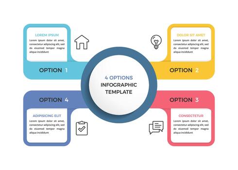 Infographic template with four colorful elements for steps or options vector
