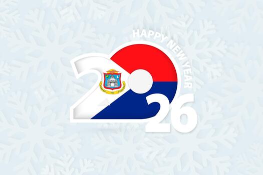 New Year 2026 for Sint Maarten on snowflake background. vector
