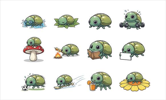 A set of cartoon characters with different types of bugs vector