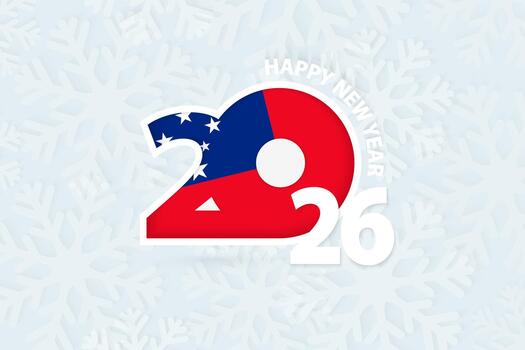 New Year 2026 for Samoa on snowflake background. vector