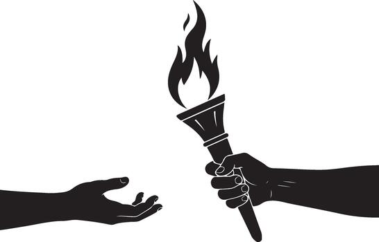 Passing the torch a powerful symbol of leadership, knowledge, and continuity vector