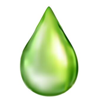 Realistic green drop created with a mesh gradient vector