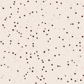 Seamless pattern with scattered hand drawn dots in brown and cream on light beige background, minimal abstract texture for fabric, wallpaper, packaging, wrapping, textile vector