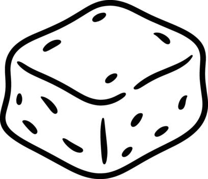 negro línea Arte ilustración de un cubo con redondeado bordes y oval puntos dado bloquear vector