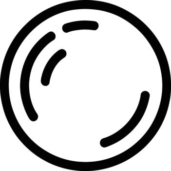 Black outline of a round bubble with curved lines inside on white background soap bubble circle vector