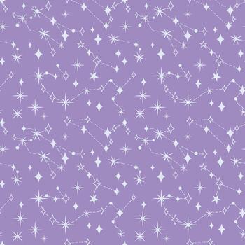 blanco estrellas y constelaciones en púrpura antecedentes. sin costura celestial modelo con líneas y brillante formas diseño vector