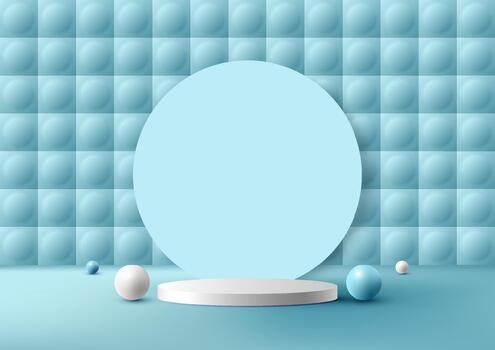 Blue circular stage with spheres vector