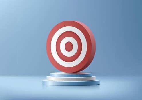 3D target icon on a podium vector