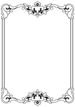 Vintage scroll line pattern card frame, graphic element. vector