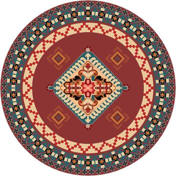 Circular rug, geometric pattern, design pattern, mat. vector