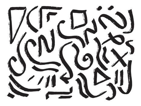 abstract hand strokes for patterns, backgrounds, abstract ornaments, abstract calligraphy with black brush line on white background vector