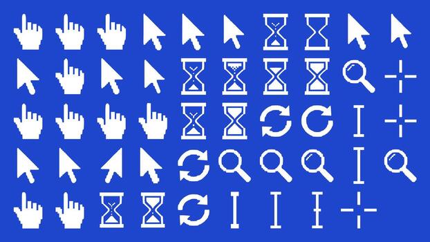 colección de diverso computadora cursor íconos y simbolos vector