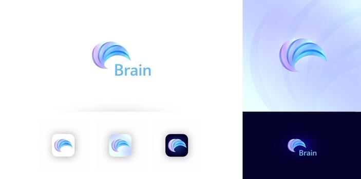 Brain Logo Ai Icon Abstract Mind Arc Symbol Logotype for Neural Network Data Science Technology, Medical Research, Neuro Innovation Tech, Creative Idea Knowledge Brainstorm Sign. Illustration vector