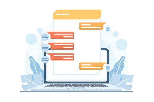 AI chatbot conversation with customer concept. illustration for online support, artificial intelligence, and automated messaging services. vector
