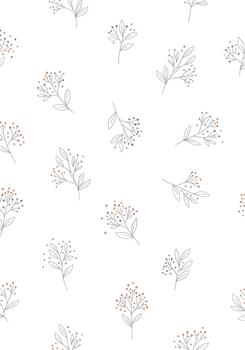 delicado y minimalista sin costura botánico modelo con minúsculo bosquejado ramitas y puntos en neutral tonos en un limpiar blanco antecedentes. vector