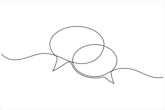 Two speech bubbles continuous line drawing, communication and dialogue concept. vector