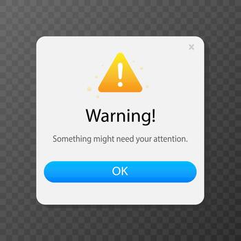 Pop-up UI window with warning. illustration vector