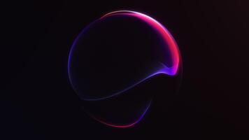 astratto neon liquido sfera con blu, rosso e viola pendenza splendore su buio sfondo. dinamico futuristico energia globo con liscio fluente movimento. senza soluzione di continuità 4k 60fps ciclo continuo animazione. video