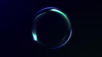 minimo astratto sfera con liscio blu e verde pendenza splendore galleggiante nel buio spazio. pulito futuristico energia globo animazione con calma movimento. senza soluzione di continuità 4k 60fps ciclo continuo. video