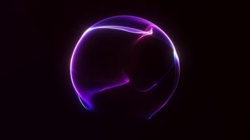 raggiante neon plasma sfera con fluente energia onde e vivace leggero su buio sfondo. futuristico sci fi movimento fondale per tecnologia immagini, ai concetti, informatica interfacce e digitale ambiente video