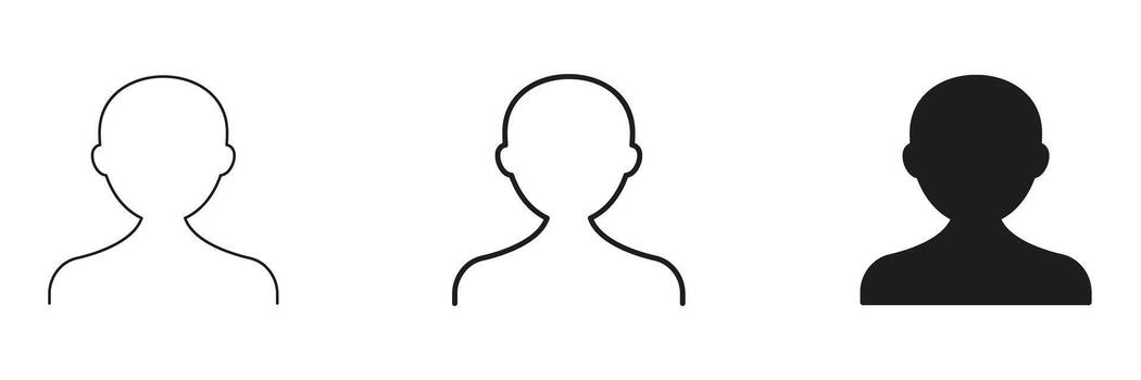 User Profile Avatar Line And Solid Icon Set. User Identification, Account Representation, And Profile Placeholder Outline And Silhouette Symbol Collection. Isolated Illustration vector