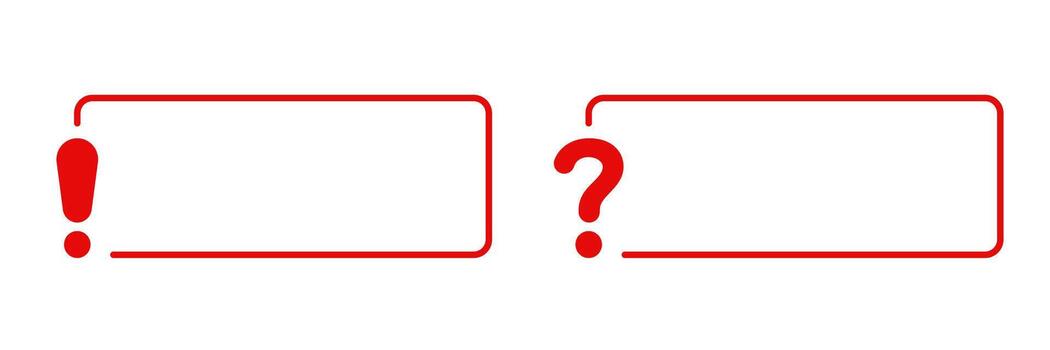 Red Exclamation And Question Mark Frame Border Set. Communication, Inquiry, And Alert Symbol Collection. Dialogue And Messaging Interface Design. Isolated Illustration vector