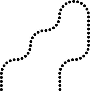 Dotted line draws diagonal maze paths with squared wave direction changes. vector