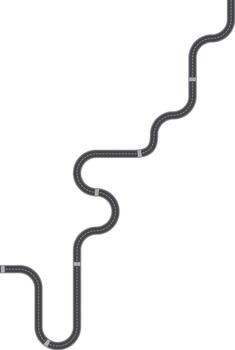 Top view road design depicting a square maze layout constructed with squared wave segments. vector