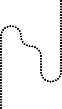 Dotted line traces a squared path with continuous curvature. vector