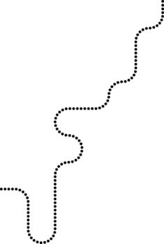 Dotted line defines a square maze using squared wave routing. vector