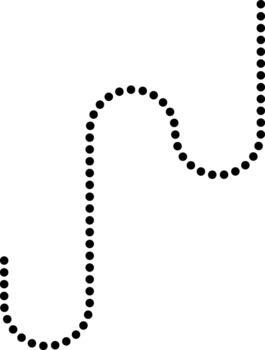 Dotted line constructs square-based paths using squared wave motion. vector