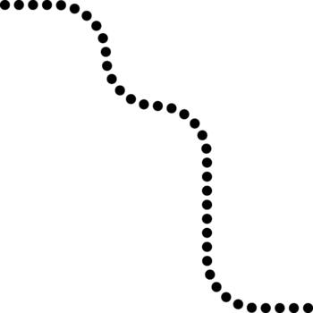 Dotted line forms diagonal zigzag motion through squared wave structures. vector