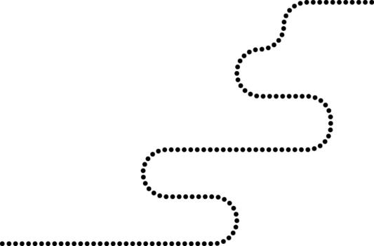 punteado línea formas un laberinto camino con largo zigzag movimienot. vector