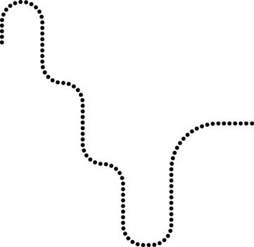 Dotted line creates a long maze path with curved directional flow. vector