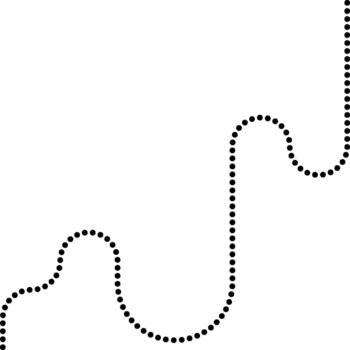 Dotted line follows a squared path with curved direction changes. vector