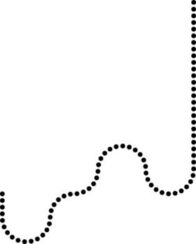 Dotted line extends a long path formed by squared wave structure. vector