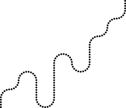 Dotted line forms zigzag paths structured by squared wave movement. vector