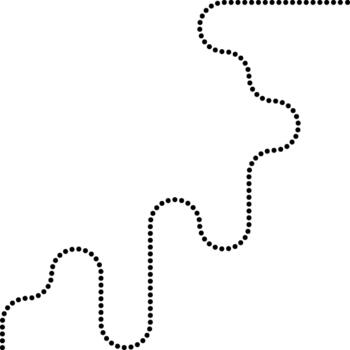 Dotted line forms round maze paths built from squared wave motion. vector
