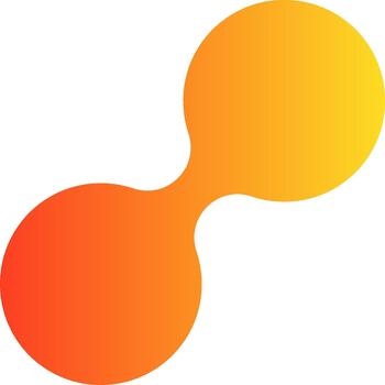 Pair of gradient circles linked together as a modular geometric connection. vector