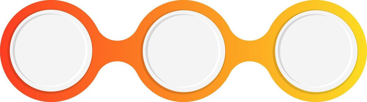 Large circles connected in a modular row with gradient outlines forming a linear geometric sequence. vector