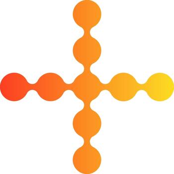 Gradient circles arranged in a modular geometric formation creating a small cross. vector