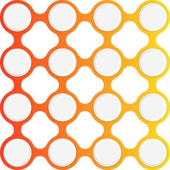 círculos arreglado en un modular grande cuadrado cuadrícula con degradado contornos formando un geométrico antecedentes modelo. vector