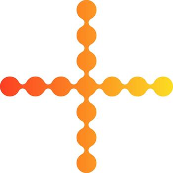 Gradient circles forming a modular geometric cross with medium-scale proportions. vector